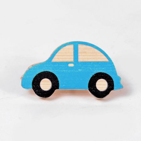 Handcrafted Pine Wood Blue Car Knob